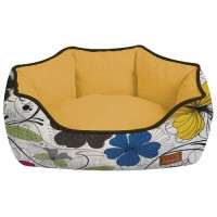 Диван для кошки COZY FLO, овальный, оранж/цветы, 40x32x16см